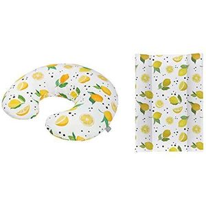 Rotho Babydesign Zwangerschapskussen-set, klein, 180 x 33 cm, inclusief verzorgingskussen, 70 x 50 cm, vanaf 0 maanden, Lemon Chill