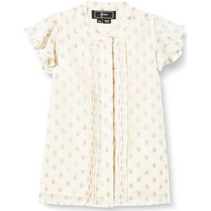 MIMO Blouse voor meisjes, Wolwit met gouden stippen, 122 cm