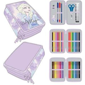 CERDÁ Life'S Little Moments - Etui voor school met 3 vakken, motief: Frozen 2 - Officieel Disney-gelicentieerd product, Lila, Eén maat, Vervuild