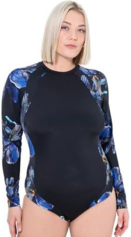 Ulla Popken - Badpak 'Kati' - Blauw Groen Zwart - Soft Cup