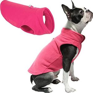 Gooby - Fleece vest, trui voor kleine honden, fleece jas met linnen ring, roze, maat XL