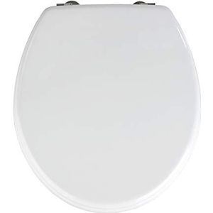 WENKO 152004100 wc-bril Prima toiletbril, geschikt voor spoelbak, roestvrijstalen bevestiging, MDF, 37 x 41 cm 41 x 37 centimeters wit