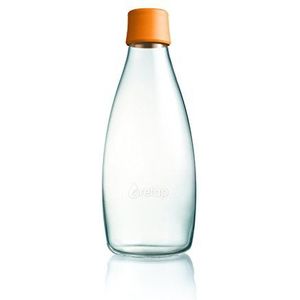 Herbruikbare waterfles met sluiting - 0,8 liter, dekselkleur: oranje