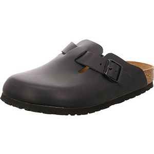 Birkenstock Boston 860373 Clogs & slippers voor volwassenen, uniseks, van natuurlijk leer, Black 060191, 38 EU Smal