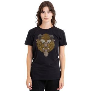Beauty And The Beast Beast Head dames T-shirt, zwart, klein, Zwart, S