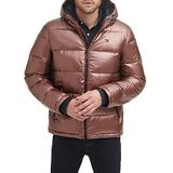 Tommy Hilfiger Klassieke donsjack met capuchon voor heren (standaard en groot en lang) alternatieve buitenkledingjas, Gepareld Bruin, L
