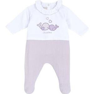 Chicco, Babyrompertje voor meisjes, rompertje van zacht en licht katoen, met praktische rugopening en tussenbenen, ideaal ontworpen in Italië, babykleding 0-24 maanden, Wit (1), 9 Maanden