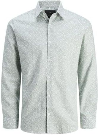 Jprblabarnes Print Dobby L/S Shirt Sn, Aqua Gray, XL