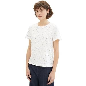 TOM TAILOR T-shirt voor dames, 34758 - Offwhite Mutlicolor Minimal, S