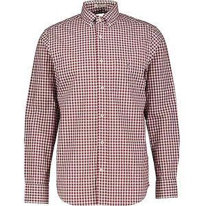 GANT Reg Poplin Gingham Shirt voor heren, klassiek overhemd, Plumped Rood, S