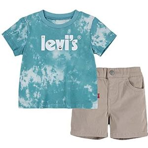 Levi's Kids Baby Jongens Lvb stropdas dye logo tee & korte set Pyjama Set, Bretagne Blauw, 9 Maanden