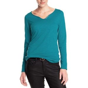 ESPRIT Dames shirt met lange mouwen I21611, V-hals, groen (Petrol Green 321), 40