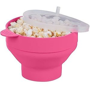 Relaxdays popcorn maker magnetron - popcorn popper - transparant deksel - siliconen - roze