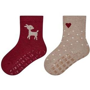 Sterntaler ABS sokken dubbelpak hert, donkerrood gemêleerd, 19-20 EU