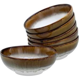 CreaTable, 21695, serie Cascade Bowls bruin 700 ml, 6-delige serviesset, smoothie bowl set van aardewerk