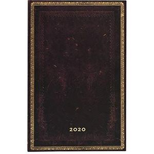 Paperblanks 12-maandkalender 2020 | zwart Marokkoleder | Verso | Maxi (210 x 135 mm)