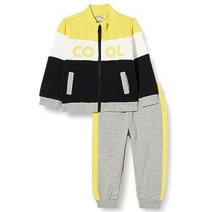 Chicco, Jumpsuitset: sweatshirt met ritssluiting en lange broek, Kind 0-24, Geel (864), 9 maanden