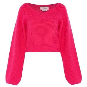 Aleva Chique, verkorte gebreide trui met vierkante hals voor dames, roze, maat XL/XXL, roze, XL