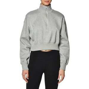 Nike DQ5767-063 W NSW PHNX FLC QZ Crop shirt met lange mouwen dames Dk Grey Heather/Sail maat XS-S