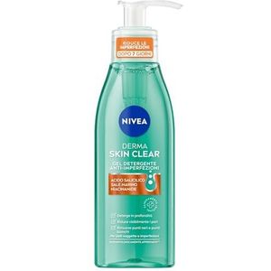 NIVEA Derma Skin Clear Gezichtsreinigingsgel tegen onvolkomenheden, 150 ml, gezichtsreiniger, vette en gemengde huid met salicylzuur, zeezout en niacinamide, reinigende gezichtsreiniger