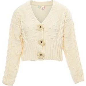 Ebeeza Dames gehaakte button-down pullover WOLLWIT XS/S, wolwit, XS