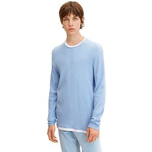 TOM TAILOR Denim Uomini Basic gebreide trui met structuur 1032312, 11486 - Brunnera Blue, XS