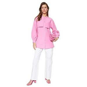 Trendyol Dames rechte lange mouwen ontspannen hijab shirt, roze, 34