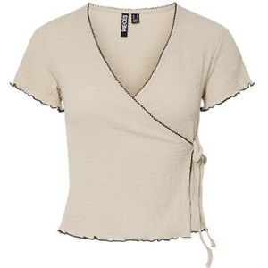 PIECES Pcfrancy Ss Wrap Top JRS, zwart (total black), XL
