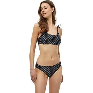 Minus Dames Nabina Bikini Top, Zwart Logo Print, XS