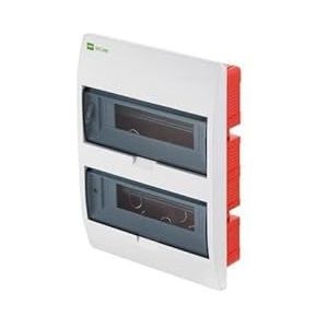 Inbouwzekeringkast, inbouw, transparant deksel, IP40, verdeelkast, onderverdeling, ELEGANT RP 24 modules, 2-rijen