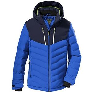 Killtec (KILAH) Boy's Ski-jas/jas in donslook met afritsbare capuchon en sneeuwvanger KSW 163 BYS SKI QLTD JCKT, neon blauw, 140, 38496-000