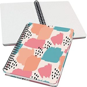 SIGEL JN610 notitieboek, spiraalbinding, basic, 16,2 x 21,5 cm, gestippeld, hardcover, penseelstreken, pastelkleuren/oranje/roze/groen