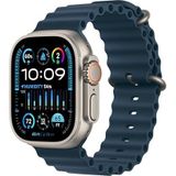 Apple Watch Ultra 2 (GPS + Cellular 49 mm) Smartwatch - Robuuste kast van titanium - Blauw Ocean‑bandje. Conditie bijhouden, nauwkeurige gps, actieknop, extra lange batterijduur, helder Retina-display