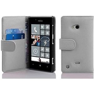 Cadorabo Hoes voor Nokia Lumia 720 in magnesium wit – telefoonhoes van gestructureerd kunstleer met standaard functie en kaartenvak – Case Cover beschermhoes etui tas book klapstijl
