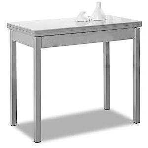 ASTIMESA Boektype keukentafel, metaal, wit, 80 x 40 cm tot 80 x 80 cm