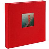 goldbuch Bella Vista, 24890, fotoalbum met vensteruitsparing, herinneringsalbum 25 x 25 cm, fotoalbum 60 witte pagina's met pergamijn-scheidingsbladen, fotoboek van linnen, rood
