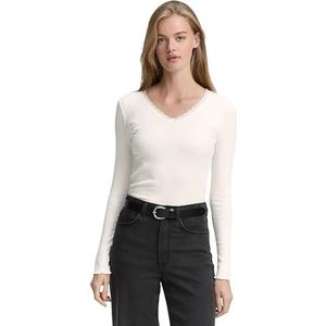 TOM TAILOR Denim T-shirt met lange mouwen voor dames, 10332 - Off White, XXL
