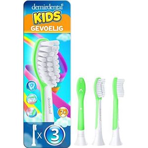 3 stucks demirdental for Kids Opzetborstel geschikt voor Philips Sonicare sonische tandenborstels voor kinderen vanaf 7 jaar, HX6043 HX6044, Groen