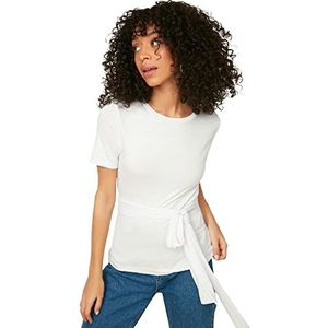 TRENDYOL Gedetailleerde gebreide blouse voor dames, wit, S