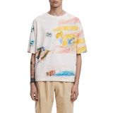 Desigual - T-shirt - Effen - Korte Mouwen - Aquarelprint