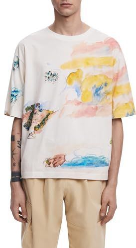 Desigual - T-shirt - Effen - Korte Mouwen - Aquarelprint