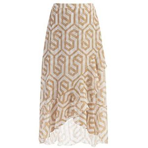 caneva dames midirok, beige wit, L