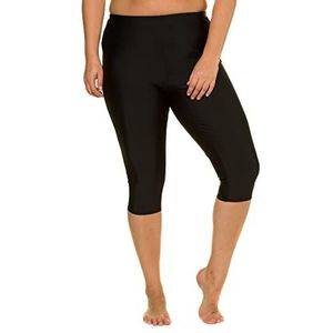 Ulla Popken Schwimmcapri Badpak voor dames, Zwart, 38