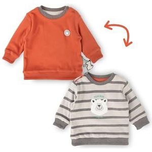 Sigikid Polar Expedition Omkeerbaar babyshirt voor jongens, rood/grijs gestreept, 62 cm