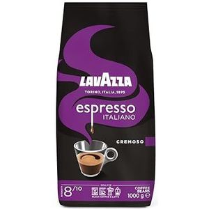 Lavazza, Espresso Italiano Cremoso, Arabica en Robusta koffiebonen, met aromoten van specerijen en cacao, intensiteit 8/10, gemiddelde roostering, 1 verpakking van 1 kg