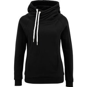 Urban Classics Kapuzenpullover dames raglan hoodie met hoge hals, zwart, 3XL