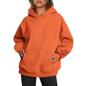 Trendy Queen Oversized hoodies voor dames fleecen sweatshirts met lange mouwen, truien, herfst- en winterkleding, Oranje, L