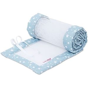babybay Nestje mesh-piqué/bedomranding voor bijzetbed/stootbescherming voor babybed, geschikt voor model Original, azuurblauw sterren wit