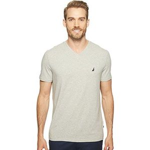 Nautica Heren T-shirt met korte mouwen Solid Slim Fit V-hals, Grijze Hei, L