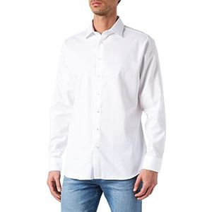 Seidensticker Heren business overhemd - Shaped Fit - strijkvrij - Kent kraag - lange mouwen - 100% katoen, wit, 40